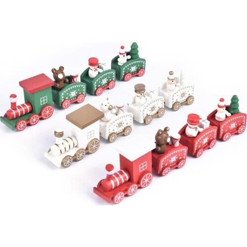4 Knots Christmas Train Painted Wooden Christmas Decorations for Home Christmas Gift Xmas Gift New Year 2021 20.5*5.3*2.8cm