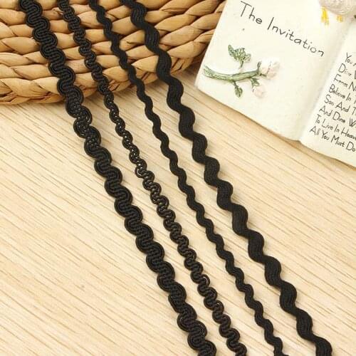 40/50Yds Lace Trim Ribbon Black Centipede Braided Laces DIY Craft Sewing Accessories Wedding Xmas Decor Fabric Curve Ribbon