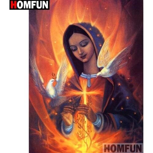 HOMFUN Full Square/Round Drill 5D DIY Diamond Painting "Religious woman" Embroidery Cross Stitch 5D Home Decor Gift A15495