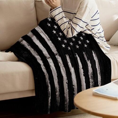 White Grunge American Flag Throw Blanket Warm Soft Blanket Flannel Blanket