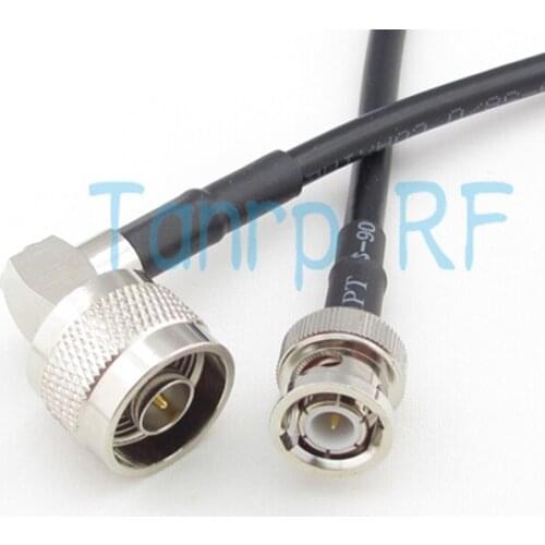 Freeshipping! 3FEET N male plug right angle to BNC male plug RF Pigtail coaxial jumper cable 100CM RG58 cable Wholesale