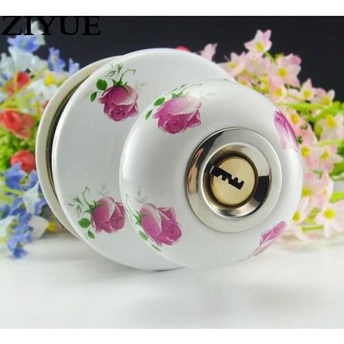 Free Shipping Red Rose Full Ceramic Ball Lock Interior Home Door Spherical Lock with Key