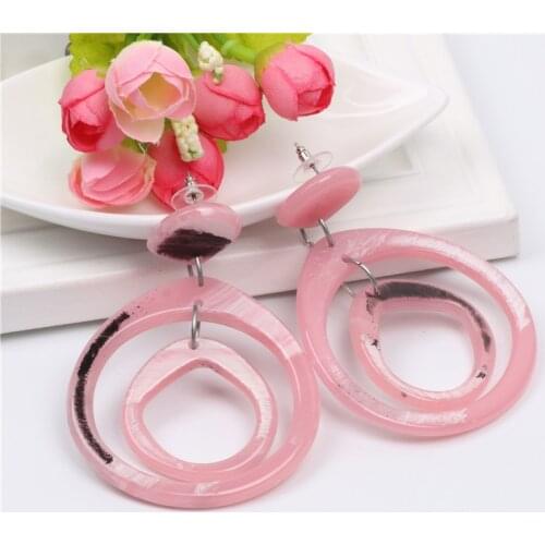 Bohemian Pink Acetate Drop Earring Big Long Dangle Earrings for Women Jewelry Engagement Brincos Party Earings Statement Gifts