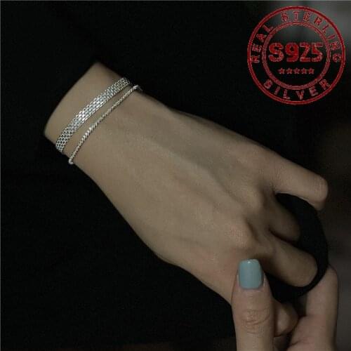 Real Silver Bracelet for Women Classic Geometry Women Bracelet 925 Sterling Silver Wedding Bride Jewelry Accessories Gifts