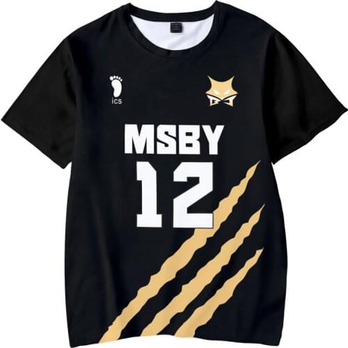 Haikyuu Black Wlof 3D T-shirt Cartoon Anime Tees Casual Short Sleeve Tops O-neck T Shirt Regular Broadcloth Streetwear 2020