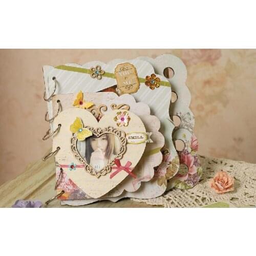 Hot DIY Scrapbooking Photo Album Love Lace Album Wooden Frames 5 Inches Heart DIY Album Family Smile Butterfly Photo Albun