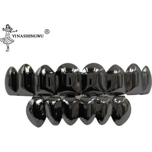 Hip Hop Gold Teeth Grillz Top & Bottom Grills Dental Mouth Punk Teeth Caps Cosplay Party Tooth Rapper Funny Jewelry Gift 2020