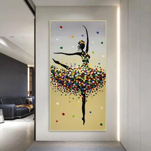 Abstract Dancing Ballet Girl Oil Paintings on Canvas Ballerina Poster Prints Wall Art Picture for Living Room Home Decoration