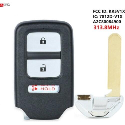 Keyecu for Honda Fit 2015-2017 HR-V 2016 Remote Control Car Key Fob 313.8MHz 47 Chip FCC ID KR5V1X A2C80084900