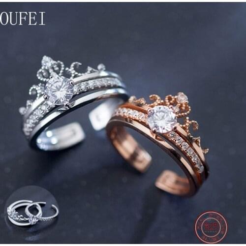Wedding Ring Women 925 Sterling Silver Rings Fashion Zircon Simplicity Crown Rings Luxury Accessories Fine Jewelry