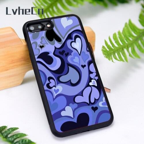 LvheCn Silicone Rubber Phone Case Cover for iPhone 6 6S 7 8 Plus X XS XR 11 12 Mini Pro Max Purple Love Heart