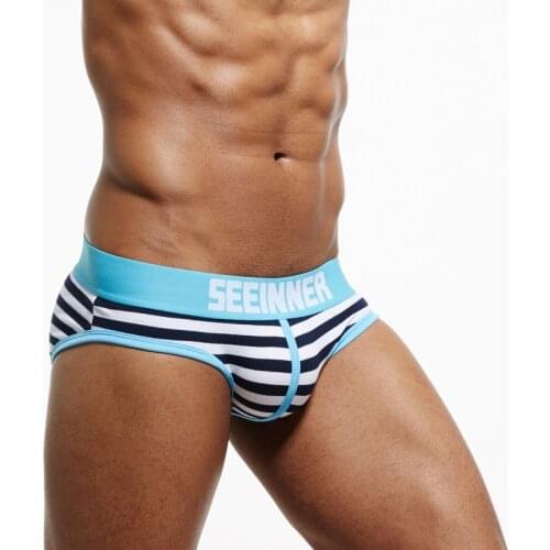 SEEINNER Men Underwear Briefs Cotton Striped Sexy Men Briefs Slips Cueca Masculina Male Panties Calcinha Gay Underwear
