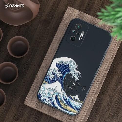 Rzants For Xiaomi Redmi Note 10 Redmi Note 10 Pro Max 4G 5G Case [Japanese wave] Soft Case Silicone Relief Cover Camera Protect