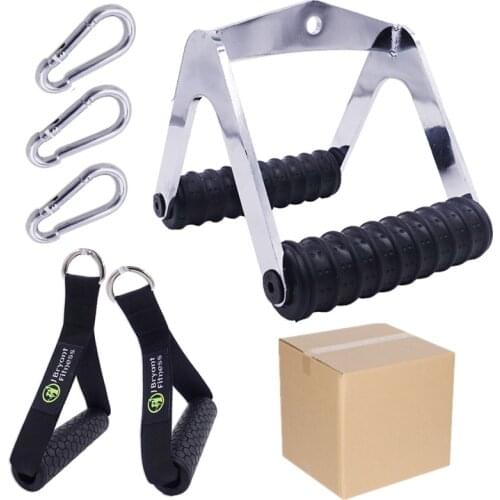 Double D Handle Gym Handles Set LAT Pull Down Attachment for Heavy Duty Cable Rowing Machine Accessories Fitness Equipment