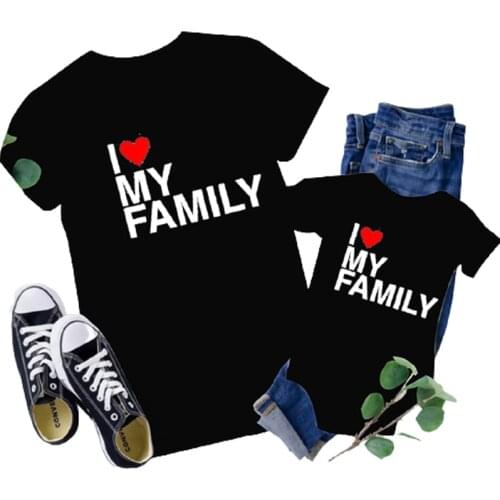 New Family Matching Clothes Mother Father Daughter Son Kids Baby T-shirt Parent-child I Love My Family T-shirt Short Sleeve Tops