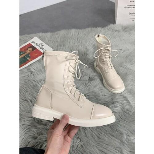 2020 Winter New Womens Ankle Boots Warm Soft Velvet Short Boots Knight Brand Design Fashion Female Leather Shoes White