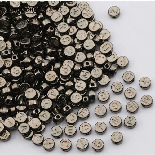 Flat Round 7MM Mixed Colorful Random Alphabet Acrylic Letter Beads For Fashion Jewelry Handmade DIY Bracelets Making 100-500PCS