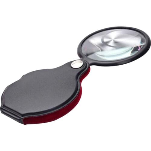 Portable Handheld Magnifier 8X Leather Magnifier Loupe Pocket Magnifying Glass Reading Monocle Jewelry Loupe Gift Glasses Lupe