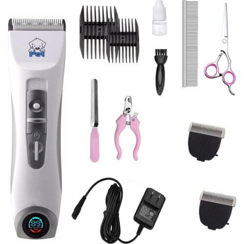 LCD Display Professional CP9600 Pet Electric Shaver Dog Cat Trimmer Grooming Haircut Machine Silver Rechargeable Dog Clipper
