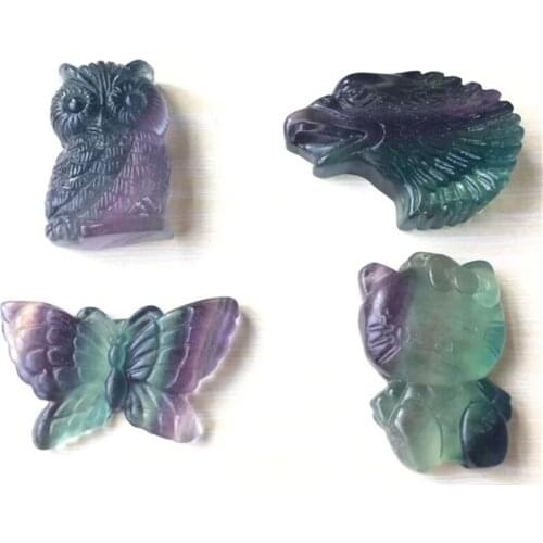Rainbow Fluorite Animals Hand Carved Crystals Healing Gemstones For Home Decoration