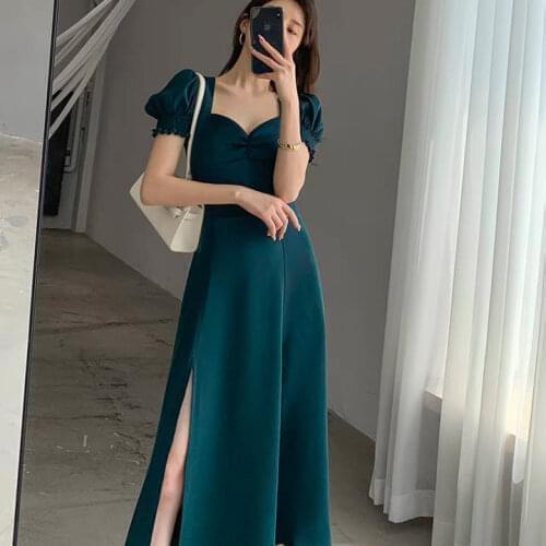 Chiffon High Waist Flower Print Women Dress Summer 2021 Puff Sleeve Elegant Plus Size Sundress Fashion Maxi Linen Robe Vestidos