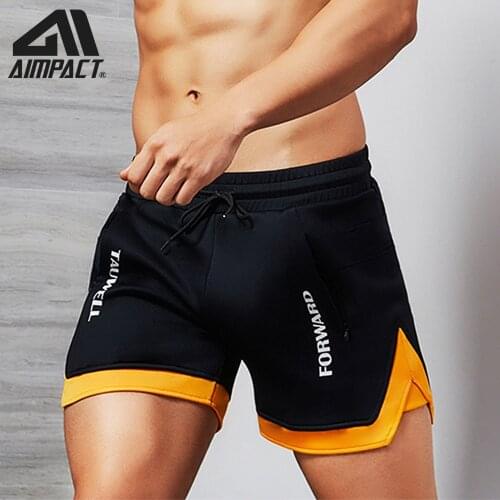 Aimpact Summer Exercise Gym Casual Shorts Men Sports Running Workout Black Training Mens Shorts Jogging Fitness Short Pants Male