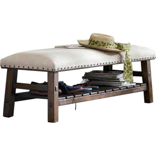 American style solid wood shoe changing stool household Nordic door entrance shoes cabinet sofa bench sitting rack simple