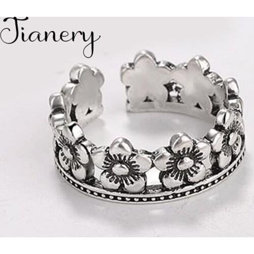 JIANERY Romantic Boho Silver Color Crown Rings for Women Christmas Gift Statement Jewelry Anillos Mujer