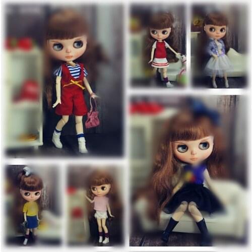 1/6 Fashion Doll Clothes for Blyth Doll Clothing bear raglan Tshirt for blyth Pullip ob24 ob27 azone doll accessories