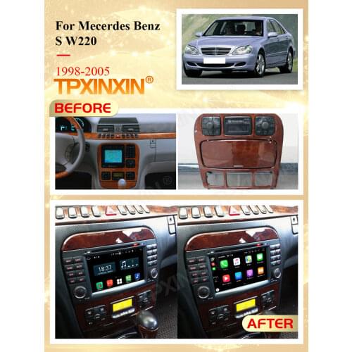 1 Din Carplay Android Radio Receiver For Mecerdes Benz S W220 1998 1999 2000 2001 2002 2003 2004 2005 GPS IPS Recorder Head Unit