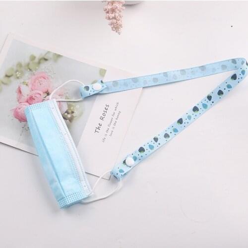 1Pcs Kids Face Mask Anti-Lost Lanyard Cartoon Strawberry Ribbon Mouth Cover Holder Hanging Neck Windproof Rope String