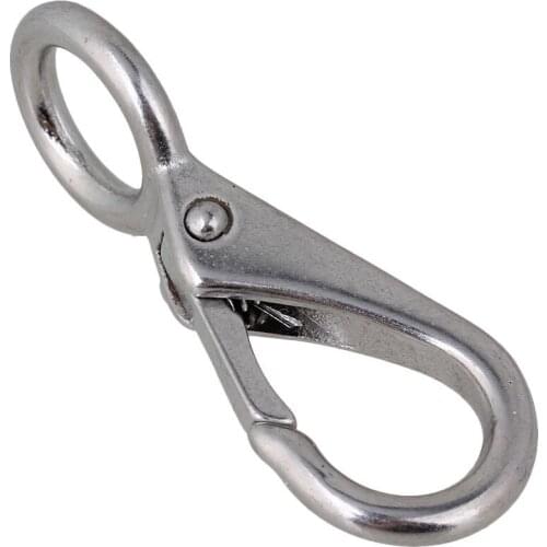 304 Stainless Steel 55mm Silver 0# Carabiner Secure Lock Boat Clip Hook Fixed Eye Hook Link 1pcs