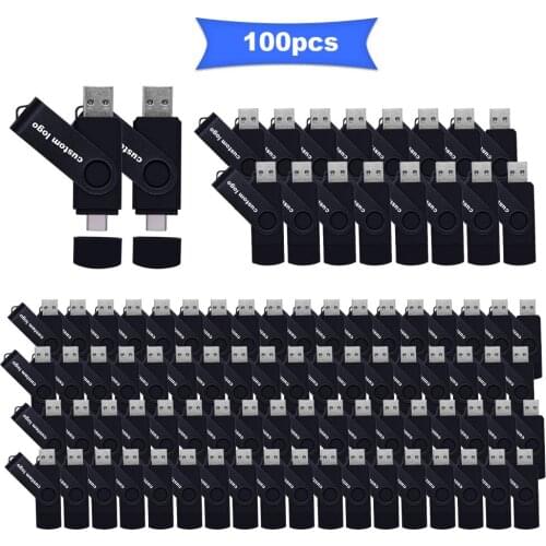 100pcs Free Logo OTG 2 IN 1 Type-c Pendrive 16G 32GB 64GB 128GB Usb2.0 Memory Pen drive USB Flash Drive flash disk Business Gift