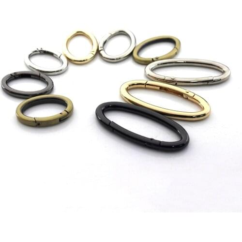 1x Metal Oval Ring Snap Hook Spring Gate Trigger Clasps Clips for Leather Craft Belt Strap Webbing Keychain Hooks S/M/L
