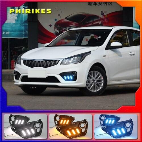 2pcs LED DRL lights Daytime Running Light Daylight yellow Signal fog lamp Styling lights For KIA K2 RIO 2016-2017