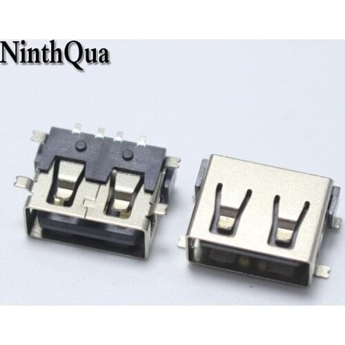 4PCS SMD USB Type A Female jack 4PIN AF 10.0 PCB Mount Socket Connector Black Flat Edge DIY Repair Phone Toy Parts