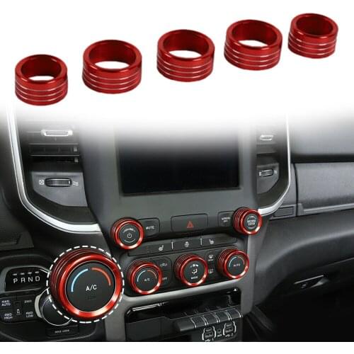 5Pcs Center Console AC Radio Switch Knob Cover For RAM 1500 2018