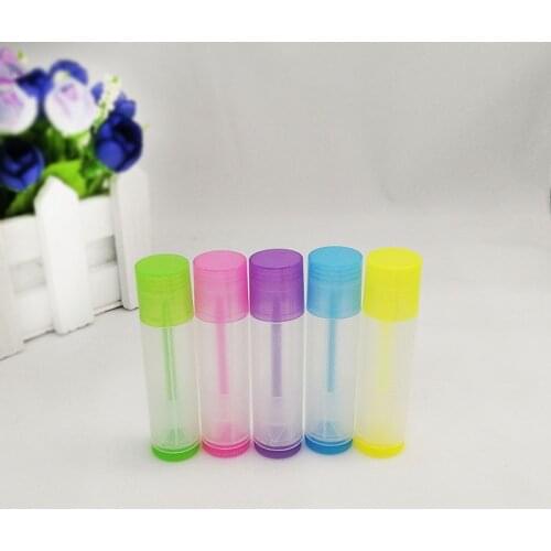 50pcs Clear plastic lip balm tube pink blue yellow green purple lipstick tube packaging container