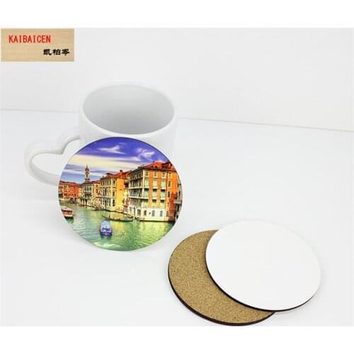 50PCS Sublimation Round Shape Dia 10cm Natural Cork Coasters Wine Drink Coffee Tea Cup Mats Table Pad For Home Office Kitchen