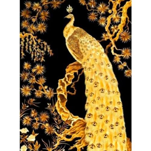 5D Diamond Painting Animal Golden Peacock Rhinestone Picture Full Diamond Embroidery DIY Mosaic Home Decoration Cross Stitch Kit