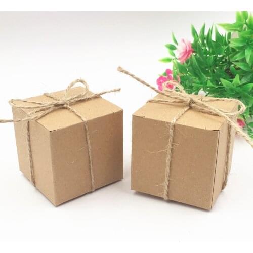 5x5x5cm Kraft Paper Gift Boxes candy Boxes Event Party Supplies Gift Boxes With rope 20pcs