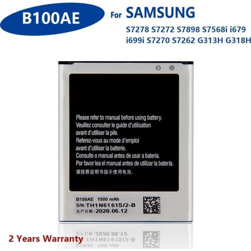100% Genuine B100AE B100AC For Samsung Galaxy Ace 3 Ace 4 S7568i S7278 i679 S7270 S7262 i699i S7898 S7272 G313H G318h Batteries