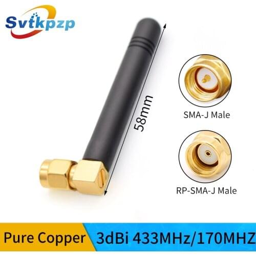 High Gain 3dBi 433MHz Antenna Pure Copper Wireless Long Range External 170MHz Antenna Gold Plated Rubber Antena