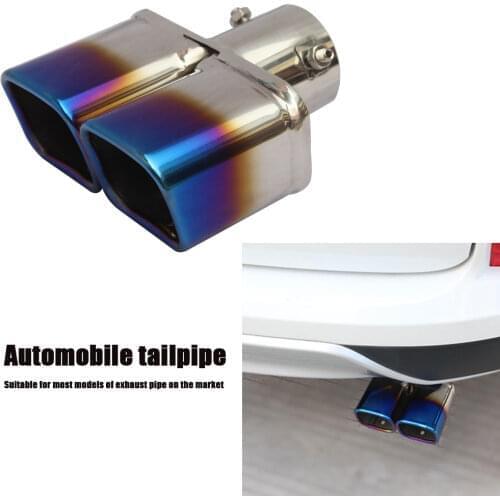 Car Dual Muffler Exhaust Tip Pipe 2.5 inch Inlet Bolt-on Square Slant Cut Stainless Steel Exhaust Tailpipe Muffler Tip Universal