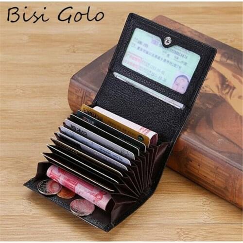 BISI GORO 2020 New Genuine Leather Card Holder Business Card Name Holder Bank Card Holder Women&Men Business Wallet Package