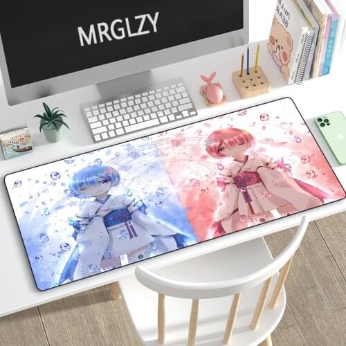 MRGLZY Anime Mouse Pad Large XXL Kimono Sexy Girl Rem Ram DeskMat Placemat Computer Gamer Gaming Peripheral Accessories MousePad