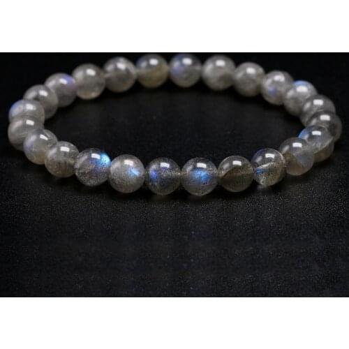 Natural AAA Grey Labradorite Stone Bracelet Rainbow Light Beads Bracelets Handmade DIY Jewelry for Woman Men Gift
