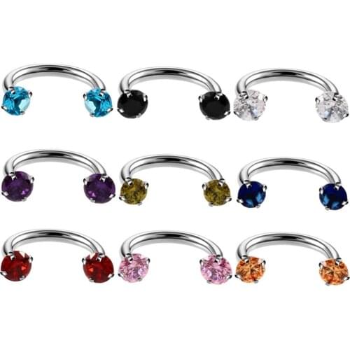 C-type Zircon Nose Ring Hoop Sexy Sparkly Nose Body Piercing Earrings CZ Helix Daith Tragus Cartilage Earring for Women Men