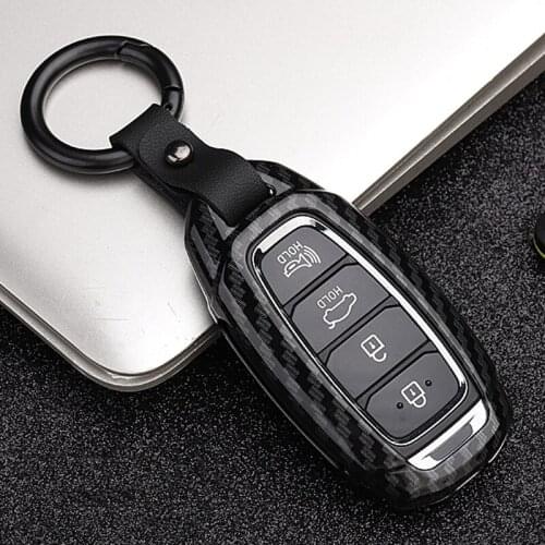 Zinc Alloy Car Key Case For Hyundai Elantra GT Kona 2018 2019 Santa Fe Veloster Smart Remote Fob Cover Protector Bag Car Styling