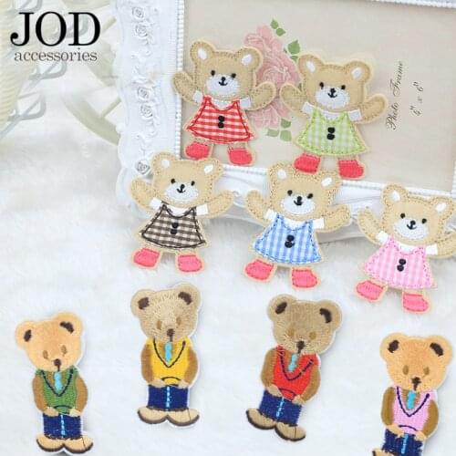 JOD Cartoon Children Patches Bear Sticker Clothes Embroidery Application Iron on Applique DIY Decorative Jacket Kids Skirt Cute